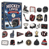 24‑Day Ice Hockey Advent Calendar Countdown, 2D Acrylic Sports Ornament Blind Box Set, Hockey‑Themed Hanging Charms for Winter Decor, Collectible Christmas Holiday Gift for Sports Fans