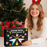 Guitar Picks Advent Calendar, 24 Days Christmas Countdown with Guitar Picks Thumb Picks PU Leather Case, Music Gift for Guitar Player Ukulele Lover