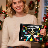 Guitar Picks Advent Calendar, 24 Days Christmas Countdown with Guitar Picks Thumb Picks PU Leather Case, Music Gift for Guitar Player Ukulele Lover
