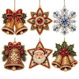 6 Pcs DIY Christmas Tree Pearl Diamond Art Hanging Ornaments Kit, Gem & Pearl Hanging Craft Decor for Holiday Window Christmas Tree Home Decoration.H