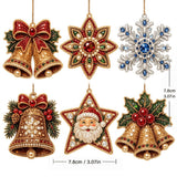 6 Pcs DIY Christmas Tree Pearl Diamond Art Hanging Ornaments Kit, Gem & Pearl Hanging Craft Decor for Holiday Window Christmas Tree Home Decoration.H