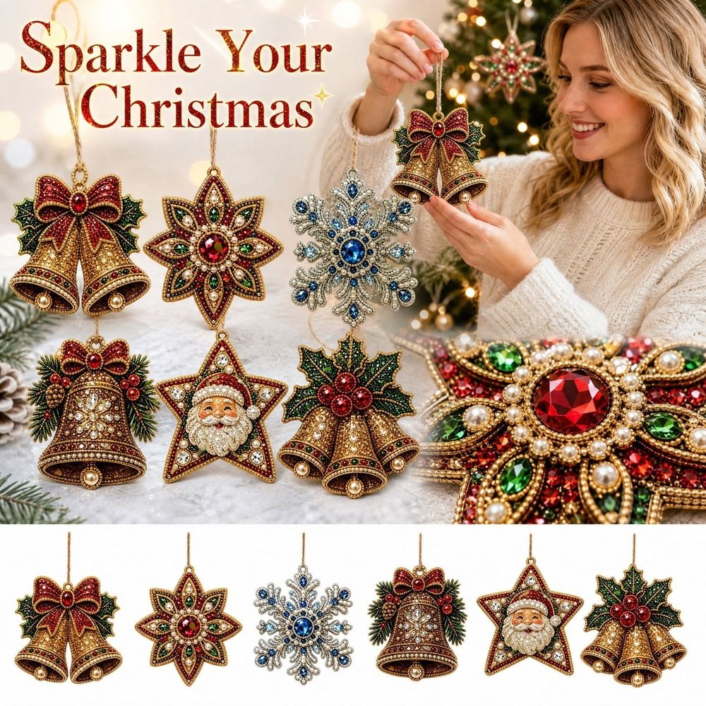 6 Pcs DIY Christmas Tree Pearl Diamond Art Hanging Ornaments Kit, Gem & Pearl Hanging Craft Decor for Holiday Window Christmas Tree Home Decoration.H