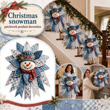 Quilted Snowman Christmas Door Hanger, Non‑Woven Felt Fabric DIY Sewing Craft Kit, Handmade Patchwork Snowman Holiday Wall & Front Door Home Decor, 23 Inch