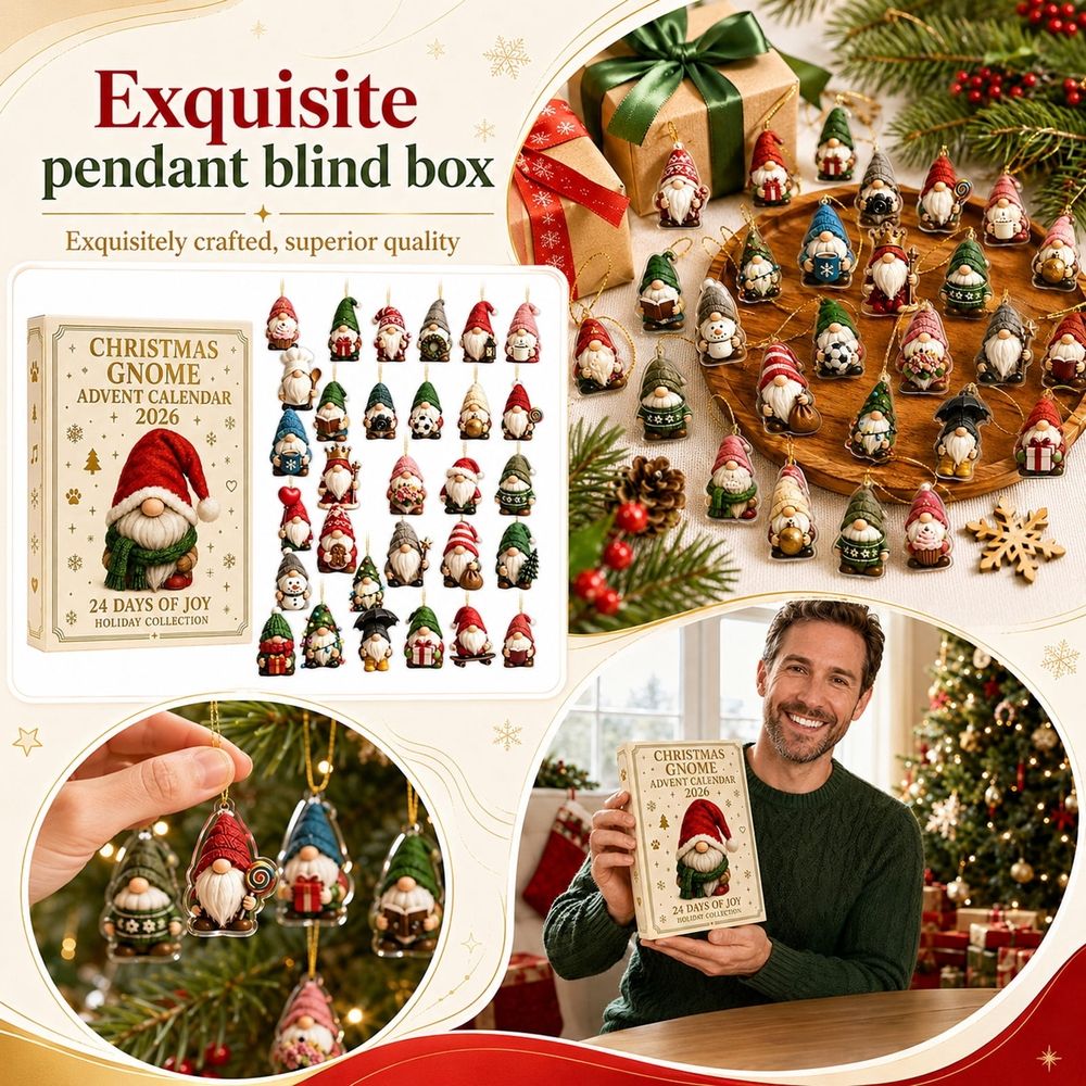 Christmas Gnome Advent Calendar 2026, 24 Days Countdown Calendar with Hanging Gnome Ornaments, Christmas Tree Decor Gift for Ki ds Family