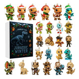 Dinosaur Advent Calendar, 24 Days Jurassic Winter Countdown with 24Pcs Acrylic Dino Ornaments, Baby Dinosaur Hanging Decor for Christmas Tree, Dinosaur Lover Gift