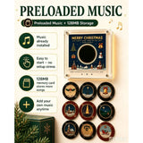 Clearance！Christmas Vinyl Player Fridge Record NFC Magnetic Music Box Set,Mini Jingle Magnets,Refrigerator Custom Storage,Personalized Retro,9 PCS Programmable Playback, Aesthetic Desk Decor Gift