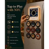 Clearance！Christmas Vinyl Player Fridge Record NFC Magnetic Music Box Set,Mini Jingle Magnets,Refrigerator Custom Storage,Personalized Retro,9 PCS Programmable Playback, Aesthetic Desk Decor Gift