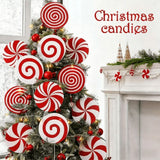 4 Pcs Large Red White Peppermint Lollipop Christmas Picks, Candy Cane Christmas Tree Picks Ornaments, Xmas Tree Topper Decor for Home Office Holiday Party Vase Wreath Décor