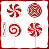 4 Pcs Large Red White Peppermint Lollipop Christmas Picks, Candy Cane Christmas Tree Picks Ornaments, Xmas Tree Topper Decor for Home Office Holiday Party Vase Wreath Décor