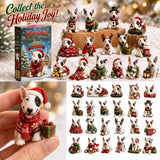 Clearacne!! Christmas Bull Terrier 24Pcs Acrylic Ornaments Set, 2D Flat Christmas Dog Hanging Decorations, Advent Calendar Style Xmas Tree Ornament Gift Box