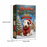 Clearacne!! Christmas Bull Terrier 24Pcs Acrylic Ornaments Set, 2D Flat Christmas Dog Hanging Decorations, Advent Calendar Style Xmas Tree Ornament Gift Box