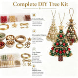 DIY Christmas Tree Beaded Ornament Kit Beginner Friendly Holiday Craft Set with Assorted Beads, Wire, Charms