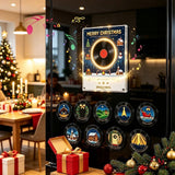 Christmas Magnetic Music Player Set, Mini Vinyl‑Style NFC Music Box with 9 Refrigerator Fridge Magnets Discs, USB‑C Rechargeable Christmas Decor & Holiday Gift