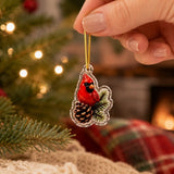 Christmas Bird Advent Calendar 2026, 24 Pcs 2D Flat Acrylic Cardinal Ornaments Countdown Blind Box, Holiday Tree Hanging Decor Gift for Bird Lovers Adults