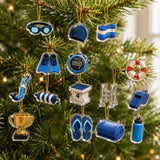 Swimming Lover Advent Calendar, 24 Days 2D Acrylic Ornaments Countdown Calendar, 24Pcs Flat Swimming Gear Hanging Decorations for Xmas Tree Swimmers Gift