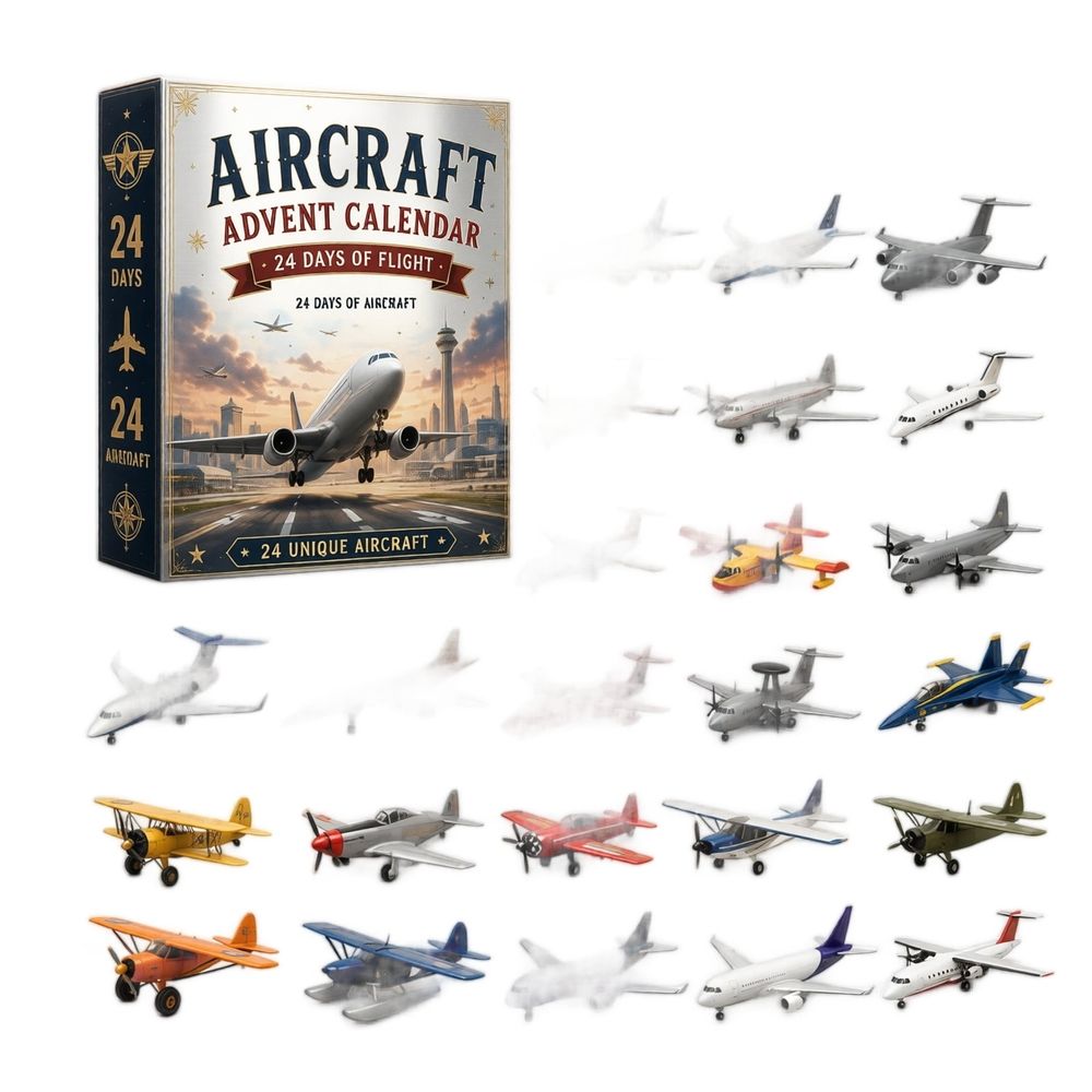 24‑Day Christmas Countdown Advent Calendar, 24 Unique Die‑Cast Mini Aircraft Models, Aircraft Toy Set, Holiday Surprise Gift for Festival Collection Display