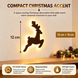 Antler Glow LED Reindeer Wall Decor, Warm Backlit Peel & Stick Christmas Wall Silhouette Lights, Lighted Reindeer Indoor Wall Accents for Living Room, Mantel, Entryway & Holiday Display