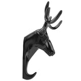 3D Deer Head Plastic Hook Keys Coat Hat Hanger Rack Holder Self-Sticking Wall Mount for Home Room Decor[Black],Coat Hanger