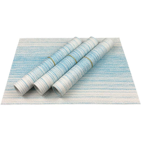Blending Color Durable Woven Vinyl Placemat Washable Heat-Resistant Anti-Skid Kitchen Dining Table Mats (Set of 4,Blue with White)
