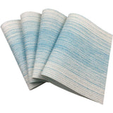 Blending Color Durable Woven Vinyl Placemat Washable Heat-Resistant Anti-Skid Kitchen Dining Table Mats (Set of 4,Blue with White)