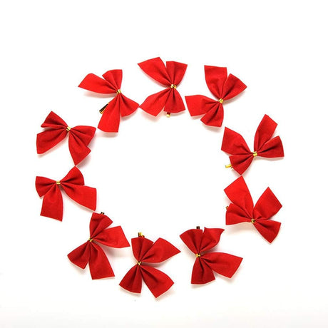 36 Pack Golden Silver Red Christmas Bow Christmas Tree Hanging Decoration Wreath Gifts Wedding Party Bowknot Decoration