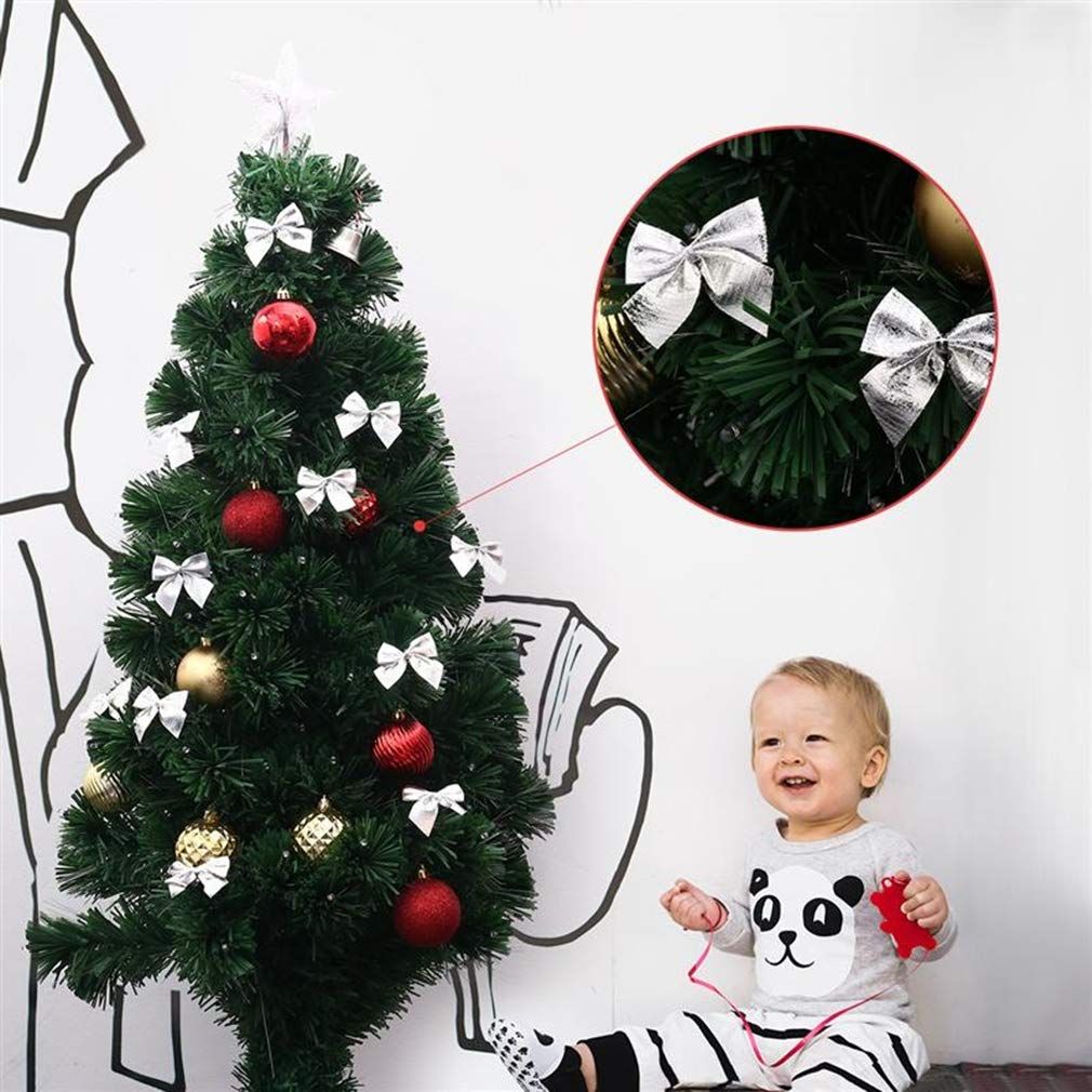 36 Pack Golden Silver Red Christmas Bow Christmas Tree Hanging Decoration Wreath Gifts Wedding Party Bowknot Decoration