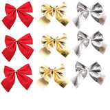 36 Pack Golden Silver Red Christmas Bow Christmas Tree Hanging Decoration Wreath Gifts Wedding Party Bowknot Decoration