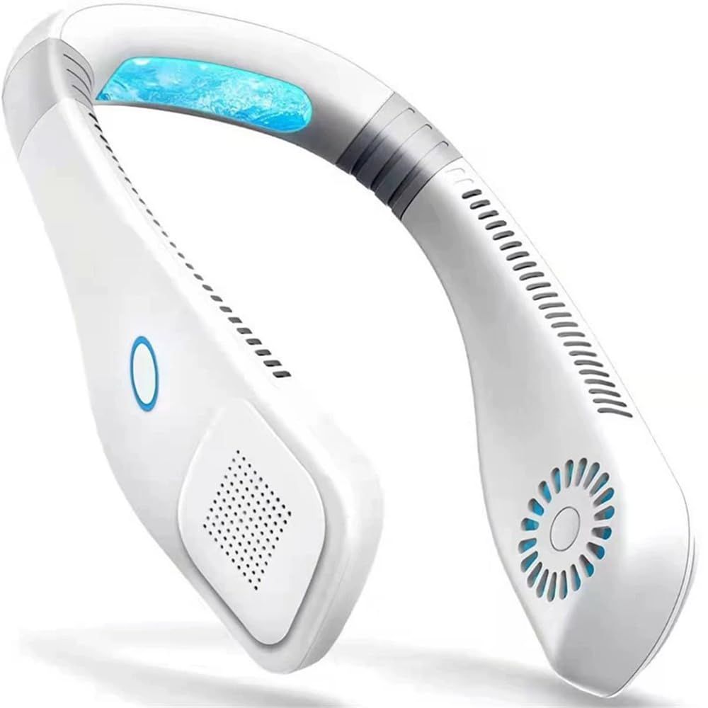 Portable Mini Turbofan Ultimate Summer Comfort with the Quiet USB Bladeless Lazy Outdoor Sports Portable Neck Fan (White)