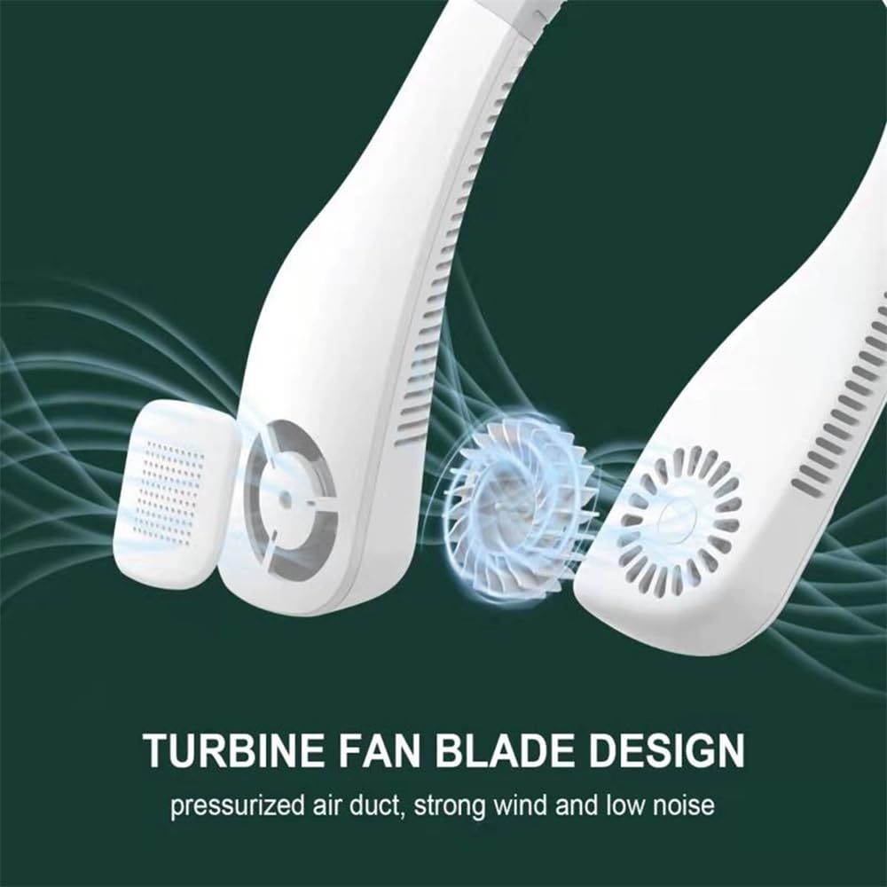 Portable Mini Turbofan Ultimate Summer Comfort with the Quiet USB Bladeless Lazy Outdoor Sports Portable Neck Fan (White)