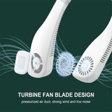 Portable Mini Turbofan Ultimate Summer Comfort with the Quiet USB Bladeless Lazy Outdoor Sports Portable Neck Fan (White)