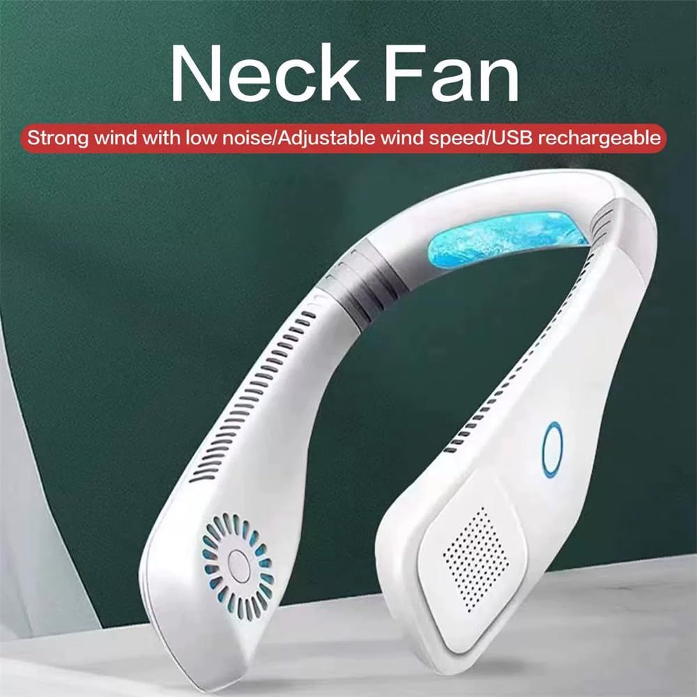 Portable Mini Turbofan Ultimate Summer Comfort with the Quiet USB Bladeless Lazy Outdoor Sports Portable Neck Fan (White)