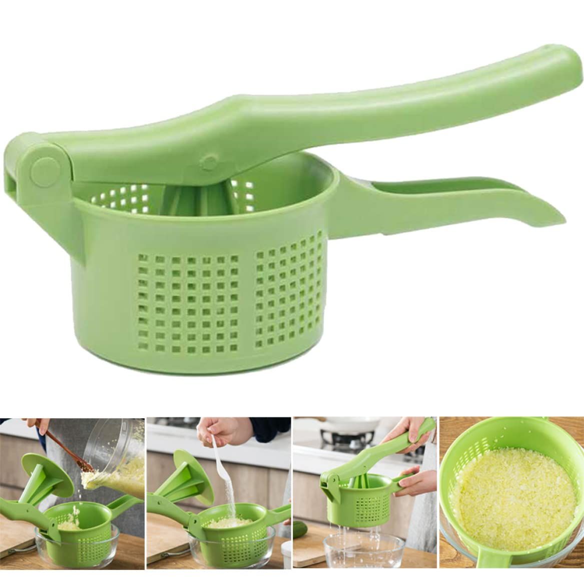 Creative Pressing Vegetable Stuffing Squeezer Fruit Squeezing Tool Hand-Pressure Dehydration Tool for Kitchen Dining(Green)