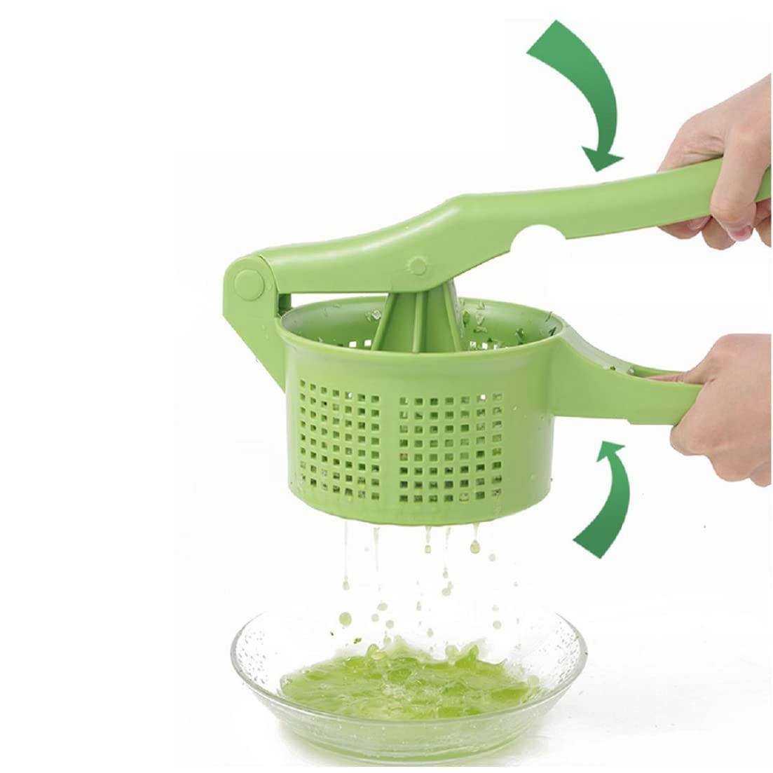 Creative Pressing Vegetable Stuffing Squeezer Fruit Squeezing Tool Hand-Pressure Dehydration Tool for Kitchen Dining(Green)