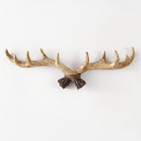 Wall Hooks Deer Antler Rack Wall Mounted Cap Coat Clothes Hanger Scarves Towels Key Holder Antler Wall Decoration (Light Brown)