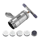 Noodle Maker Machine, Manual Press Pasta Machine Stainless Steel Hand Wringing Noodles Making Machine with 5 Noodle Mould
