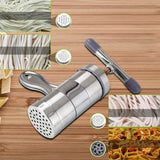 Noodle Maker Machine, Manual Press Pasta Machine Stainless Steel Hand Wringing Noodles Making Machine with 5 Noodle Mould
