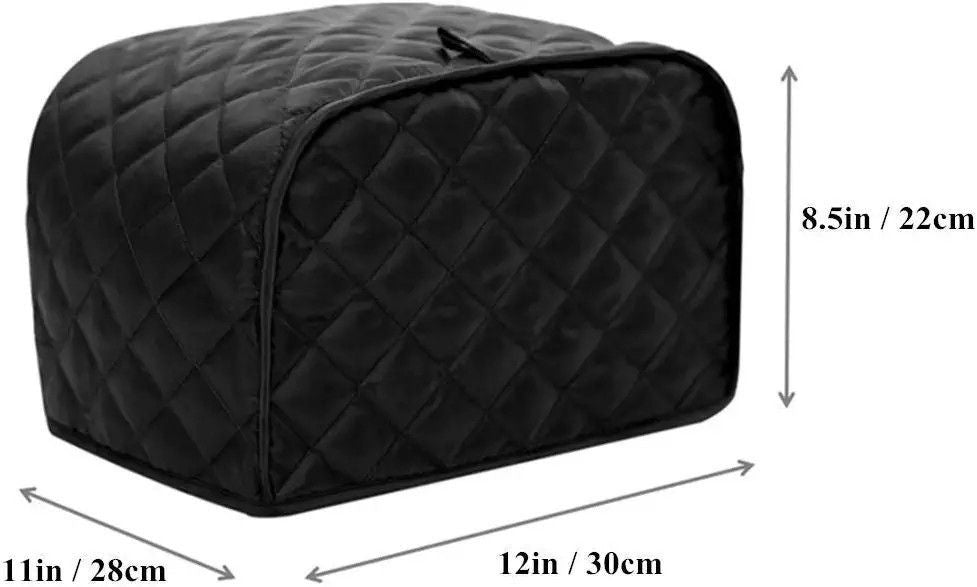 4 Slice Toaster Cover, Kitchen Small Appliance Cover Fingerprint and Greasy Protection,Machine Washable Polyester Toaster (Black)