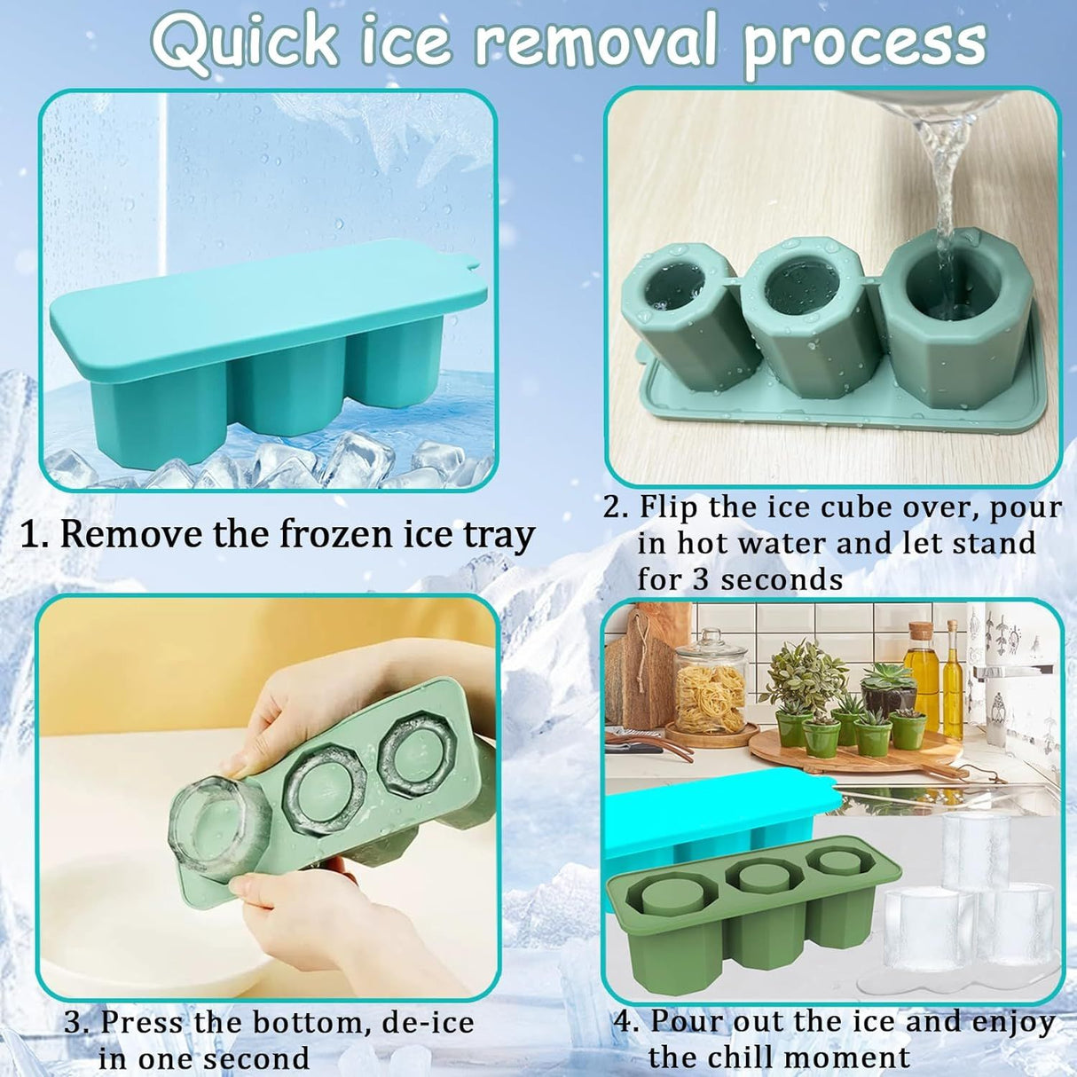 2 PCS Ice Cube Tray, Ice Cube Tray for Tumbler, New Silicone Ice Cube Maker With Lid, Easy Fill and Release Ice