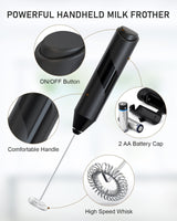 Milk Frother Handheld, Battery Powered Drink Mixer for Matcha Coffee, Electric Portable Whisk Drink Mixer Mini Foam Maker