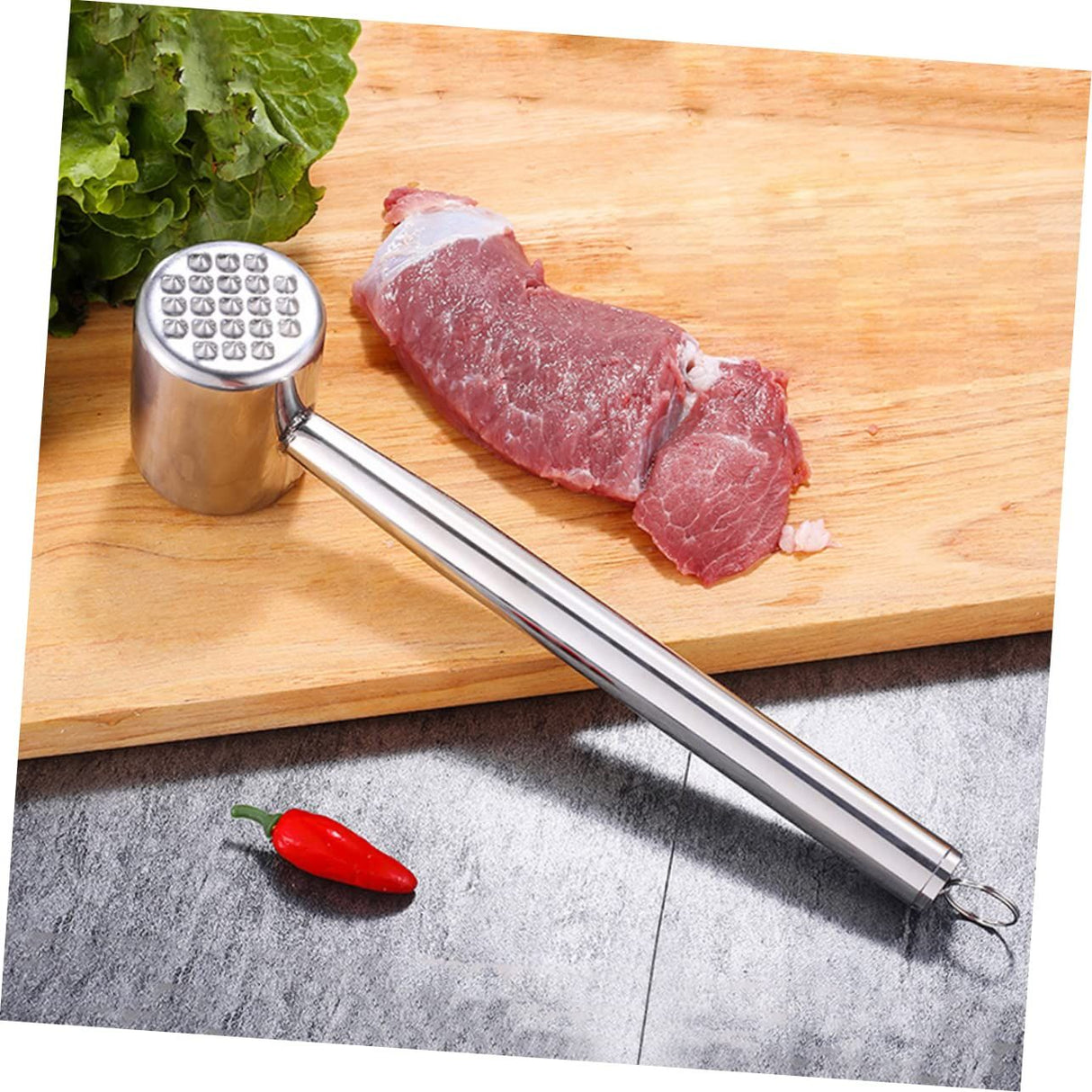 Meat Tenderizer Stainless Steel Heavy Meat Hammer Tool and Hand-Held Meat Tenderizing Needle Tool can Tenderize Steak