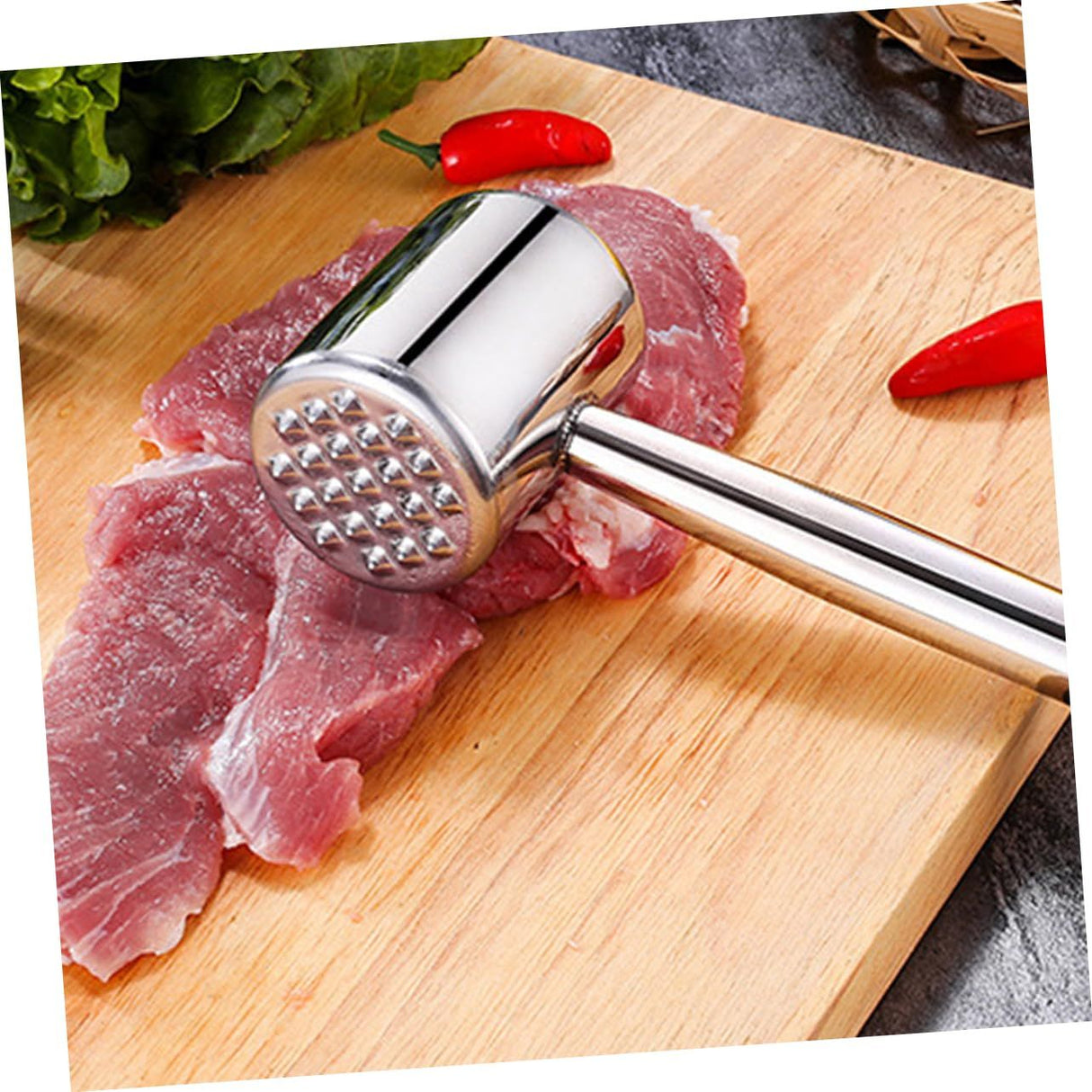 Meat Tenderizer Stainless Steel Heavy Meat Hammer Tool and Hand-Held Meat Tenderizing Needle Tool can Tenderize Steak