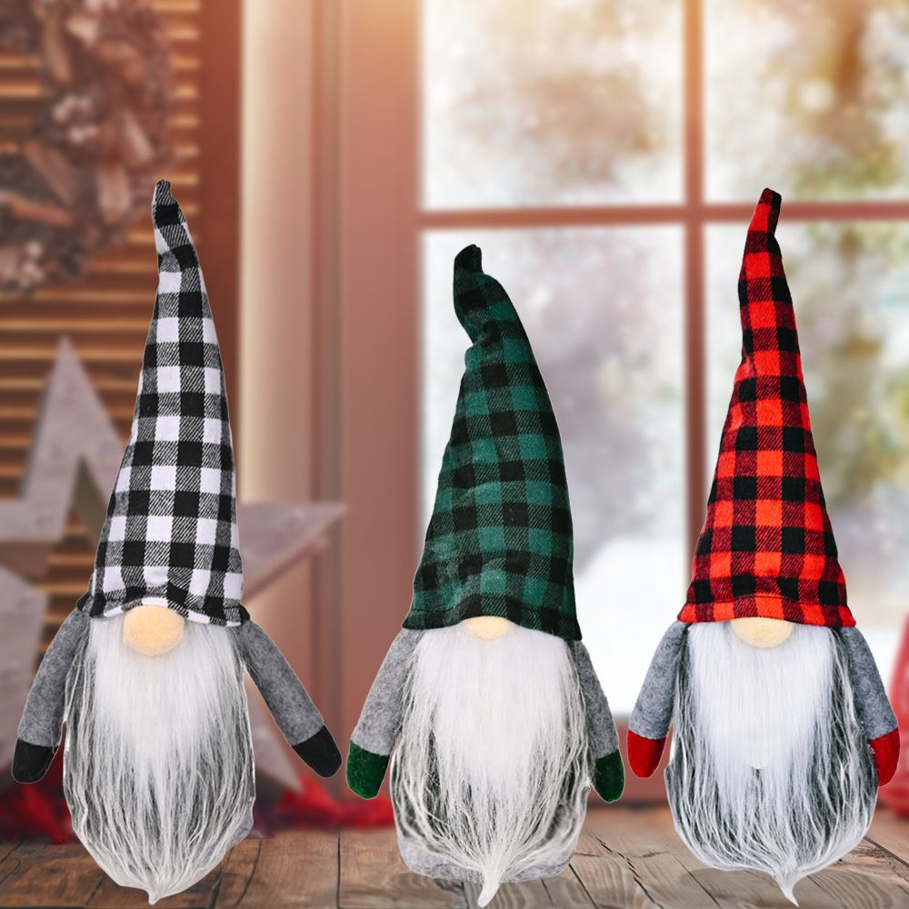 3pc  Christmas Decorations  Handmade Santa Plush , Home Tabletop Ornaments Christmas Gnome Decor for Adults.