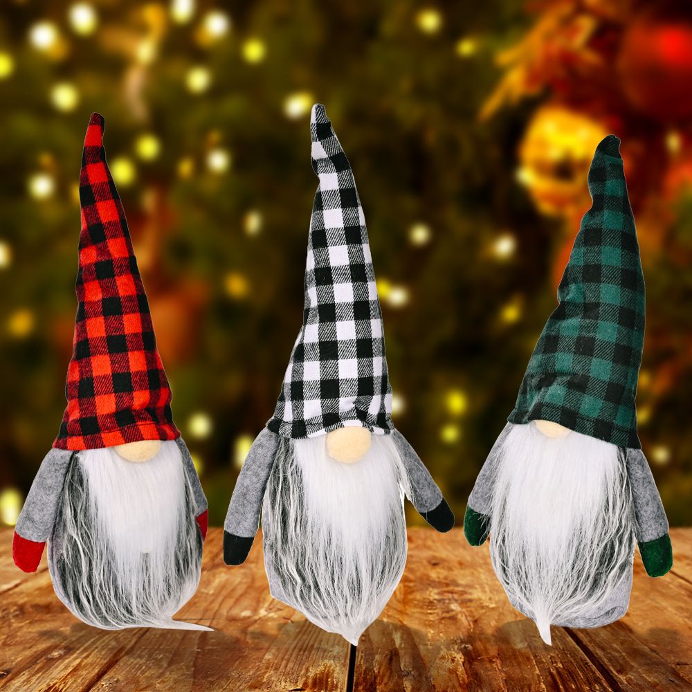 3pc  Christmas Decorations  Handmade Santa Plush , Home Tabletop Ornaments Christmas Gnome Decor for Adults.
