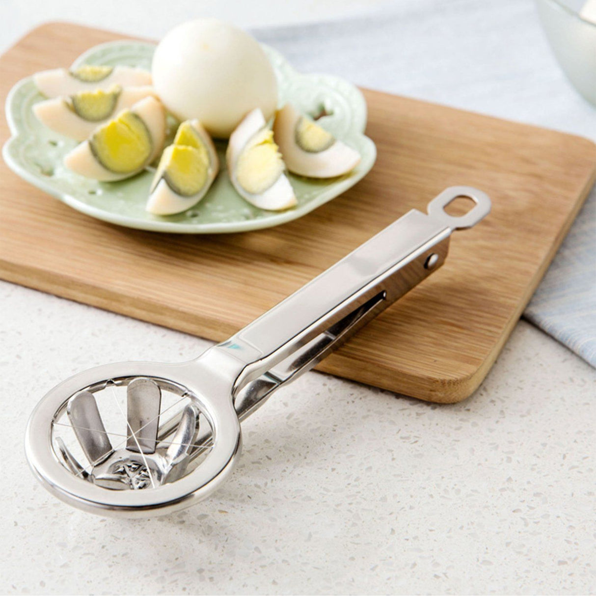 Best Utensils Stainless Steel Egg Slicer Wedger Cutter, Divides Hard Boiled Eggs Into Equal Segments In One Action