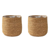 2X Seagrass Flower Pot - Woven Plant Decorative Basket with Plastic Film Insert in Boho Style S