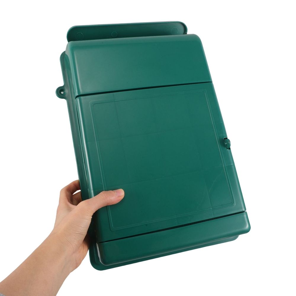 Durable Green Plastic Wall-Mounted Mailbox, Weatherproof and Lockable