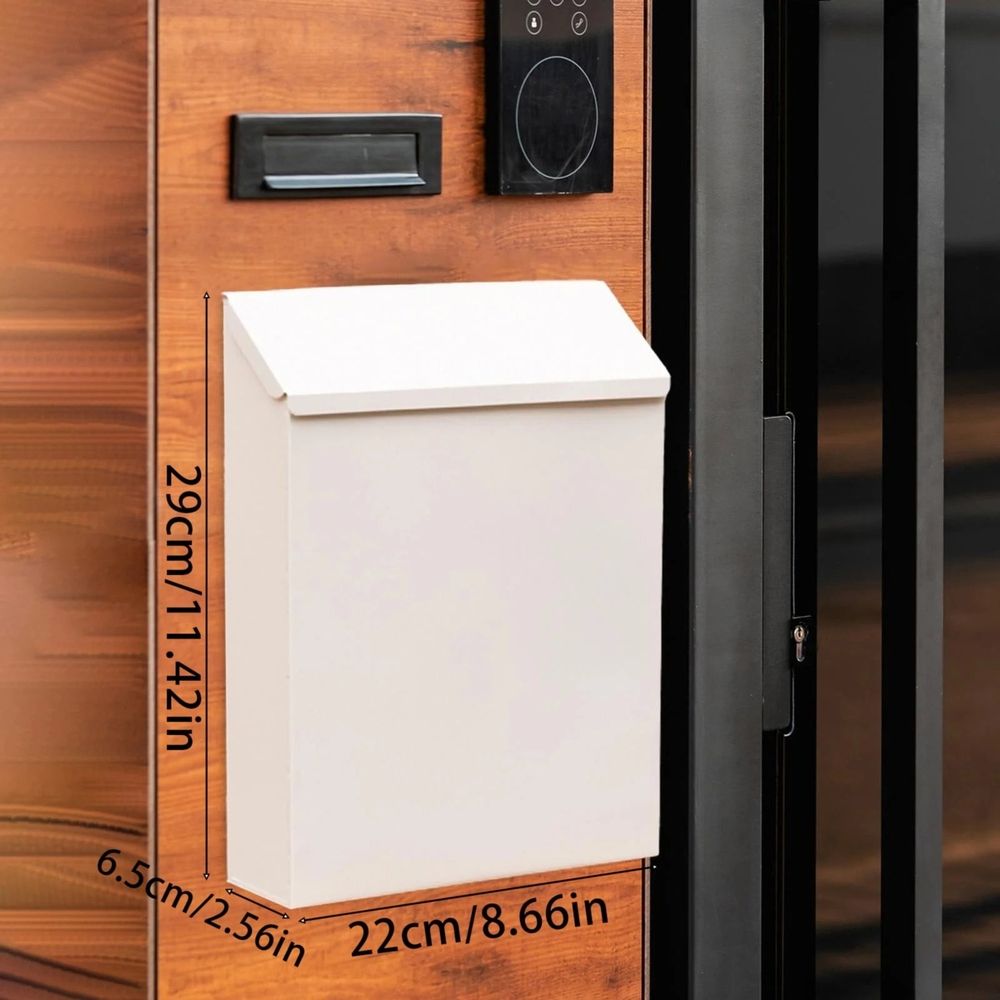 Wall-Mount Mailbox, Large Capacity Mail Box, Galvanized Steel Rust-Proof Metal Post Box, Mailboxes for Outside,11.4"x8.66"x2.56" White