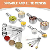18PCS Measuring Cups and Spoons Set,Include 7 Nesting Measuring Cups,6 Measuring Spoons and 5 Mini Spoons,Stainless Steel Metal Measuring Set,Kitchen Gadgets for Cooking & Baking