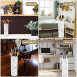 Umbrella Stand Rack,Free Standing Round Metal Umbrella Holder,Walking Sticks Umbrella Bins Waterproof Umbrella Storage Rack 16.5 x 6 inch Hollow Umbrella Storage Bucket for Indoor Home Office(white)