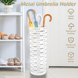 Umbrella Stand Rack,Free Standing Round Metal Umbrella Holder,Walking Sticks Umbrella Bins Waterproof Umbrella Storage Rack 16.5 x 6 inch Hollow Umbrella Storage Bucket for Indoor Home Office(white)